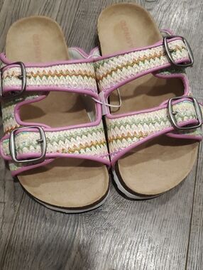 Old Navy Pink Trim Woven Strap Kids Sandals